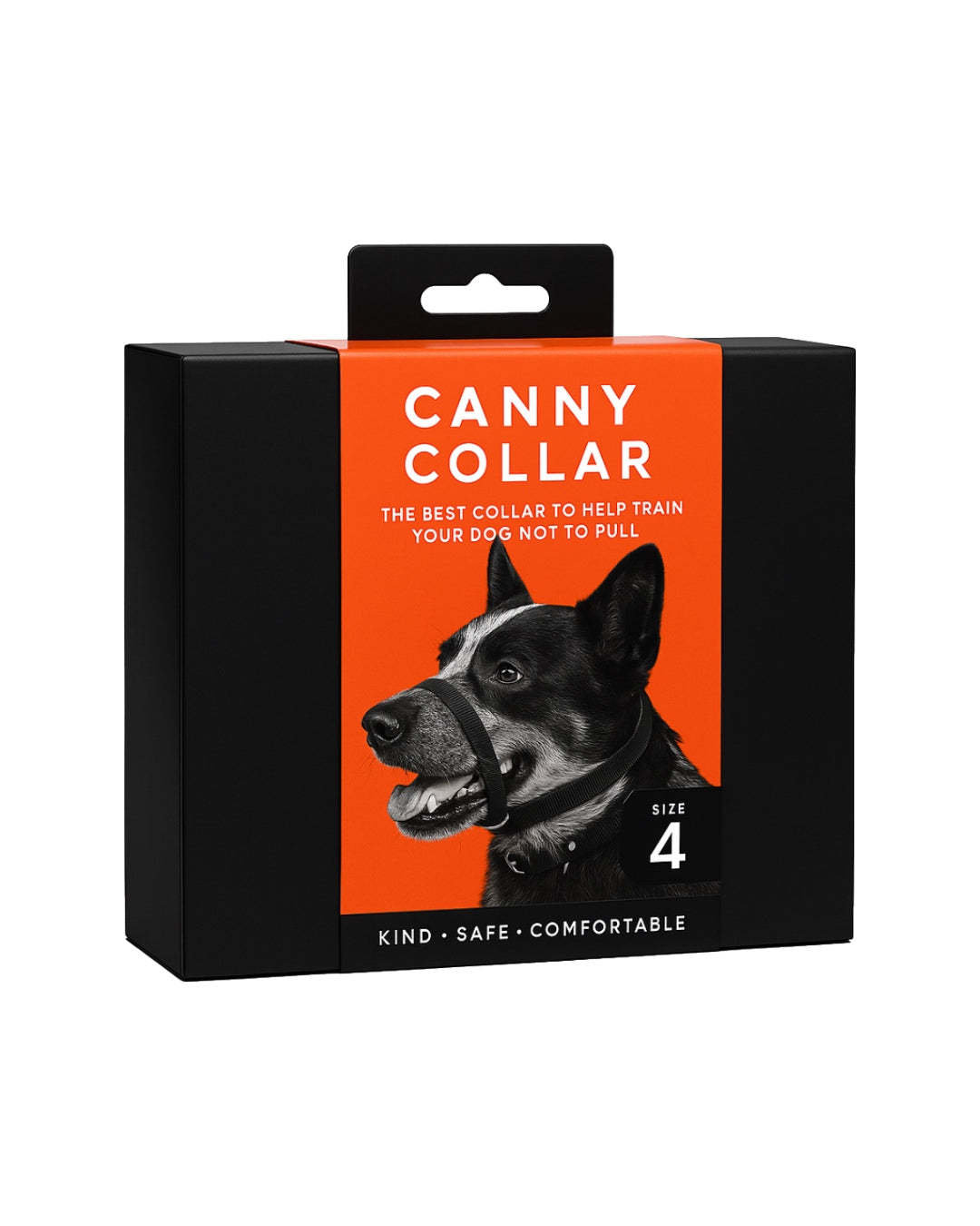Canny Collar Size 4 retail packaging with orange branding